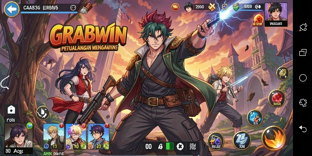 Tampilan gameplay anime yang menarik dan penuh warna.