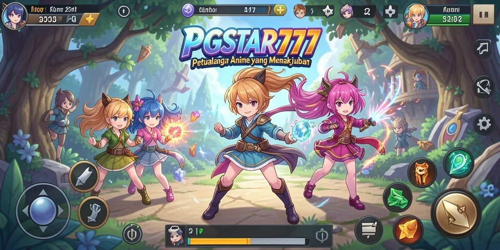 Tampilan gameplay PGSTAR777 yang penuh aksi dan karakter anime yang menarik.