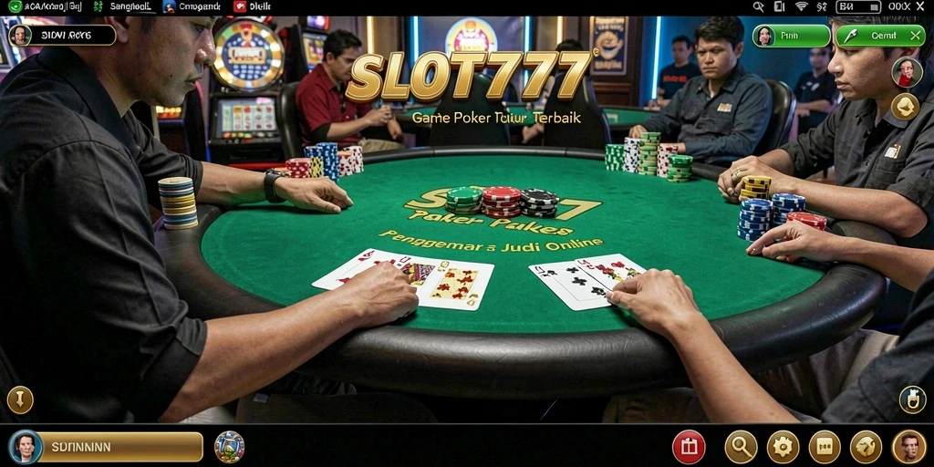 Screenshot utama SLOT777 menampilkan aksi mendebarkan dalam permainan Poker.