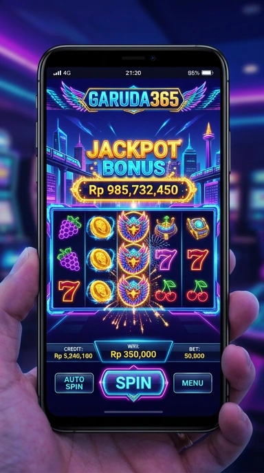 Screenshot aplikasi garuda365 menampilkan berbagai kategori yang terorganisir.